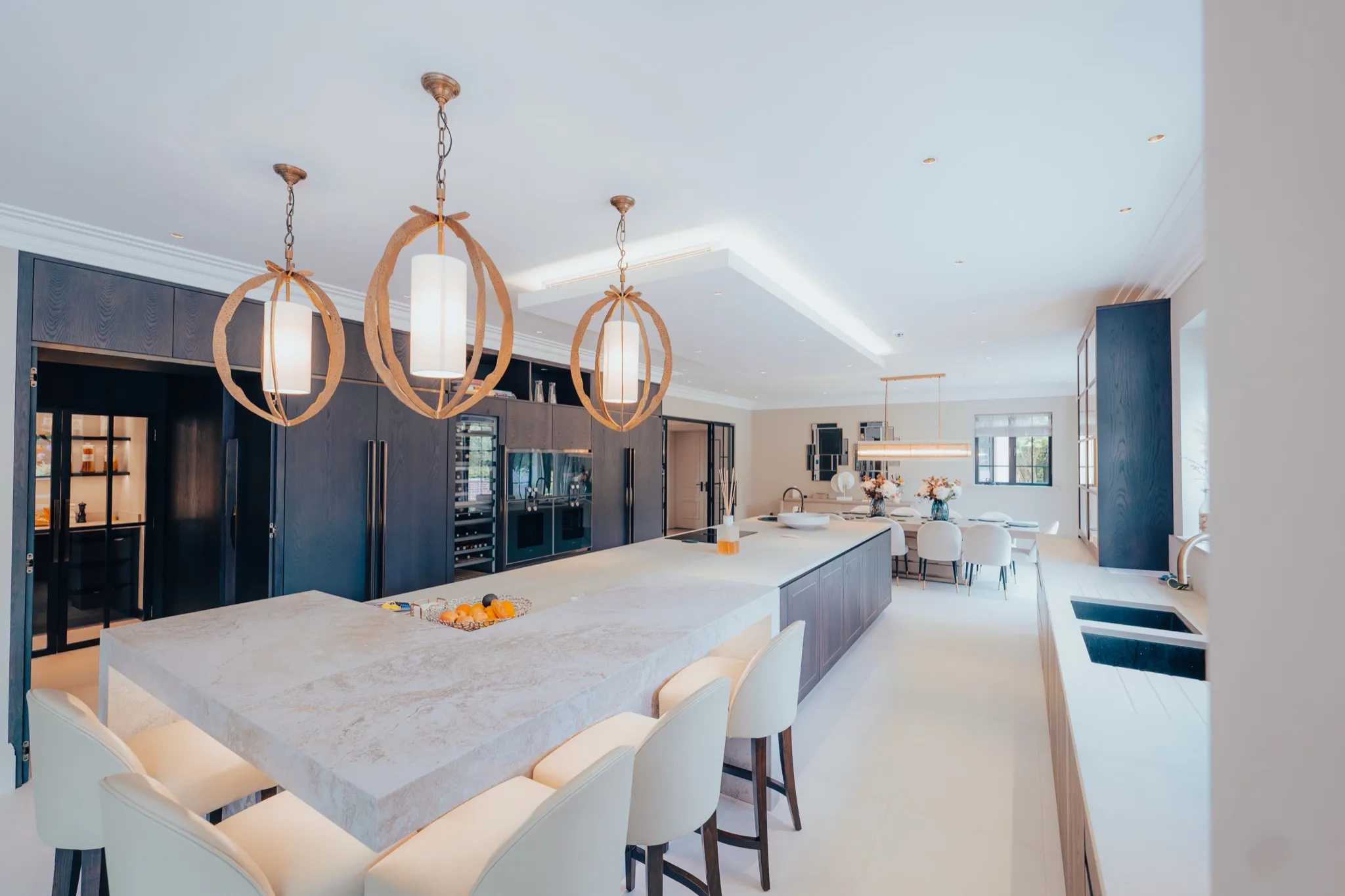 Contemporary kitchen with integrated smart home technology