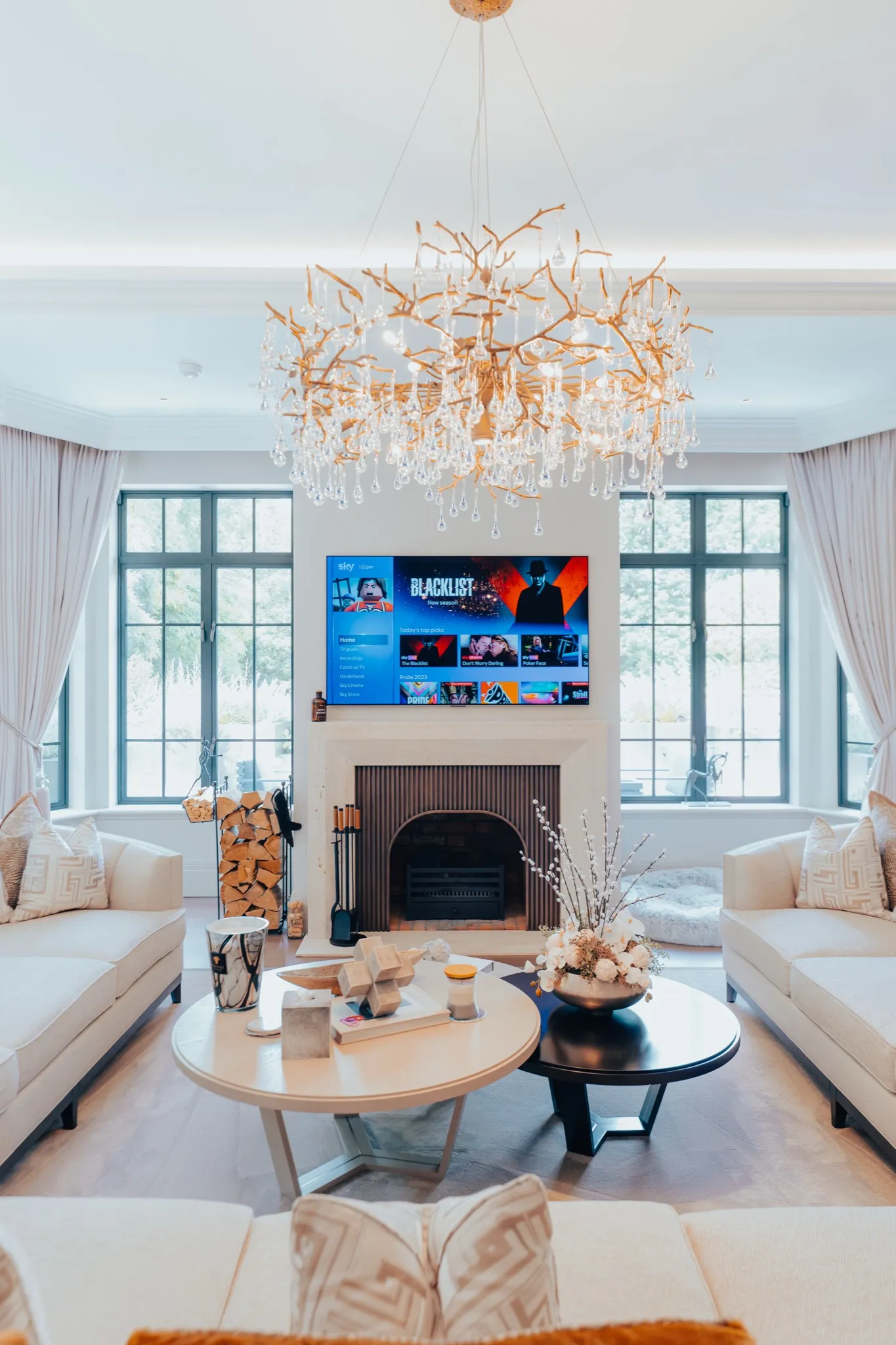 Sophisticated lounge with designer furniture