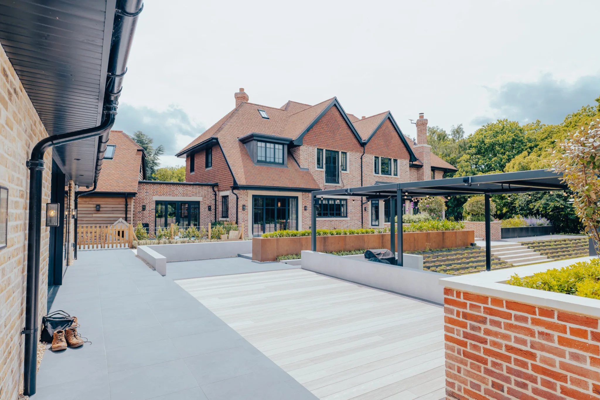 Elegant outdoor terrace with premium furniture
