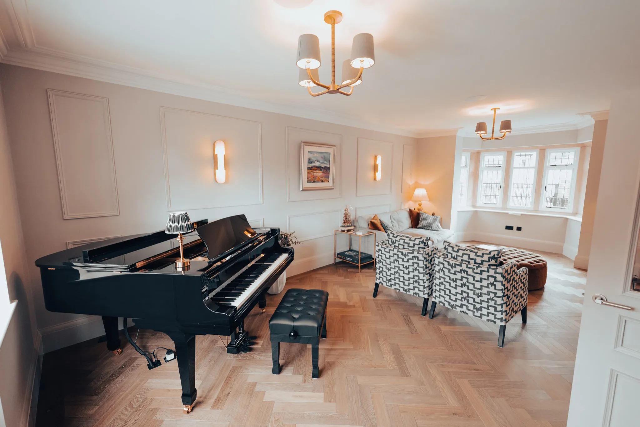 Elegant piano room with premium interior design
